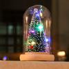 Wood Glass Cover Christmas Tree Ornament Light Up Mini Christmas Tree Christmas Gift Christmas Ornament Cedar