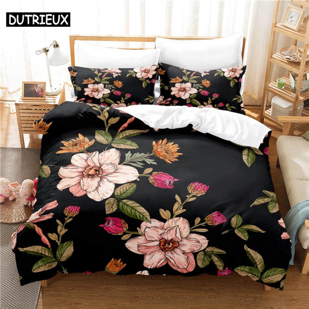Beautiful Flowers Bedding Set Duvet Cover Set 3D Bedding Digital Printing Bed Linen Queen Size Bedding Set Fashion Design