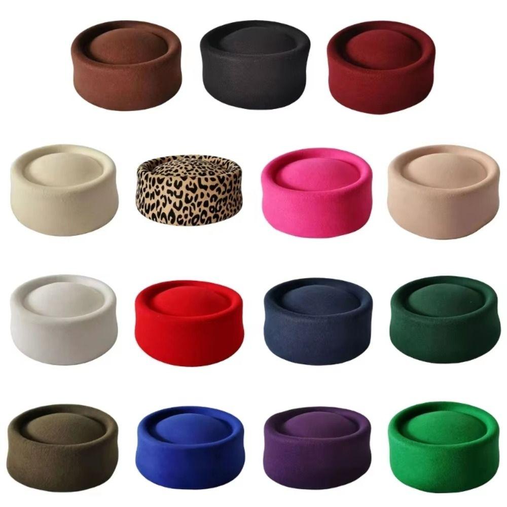 Elegant Beret Hat Fedoras Airline Stewardess Caps Vintage Flat Cap Live Show