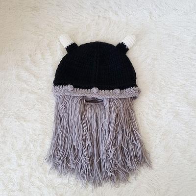 Fashion Creative Wool Knit Ox Horn Beard Hat Warm Comfortable Beanie Hat Halloween Gifts
