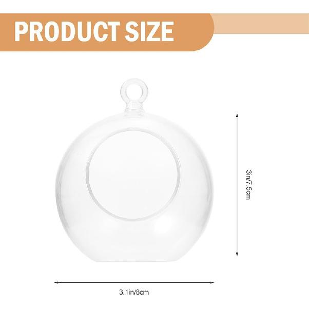 Housoutil 10Pcs Hanging Tealight Candle Hoder Hanging Glass Globe Orbs Plant Terrariums Wedding Candle Holder Candlestick for Christmas Ornaments