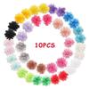 10Pcs 3.5Cm Chiffon Flower Hair Bows Fully Lined Flower Tiny Hair Clips Fine Hair Girls For Infants Toddlers Set