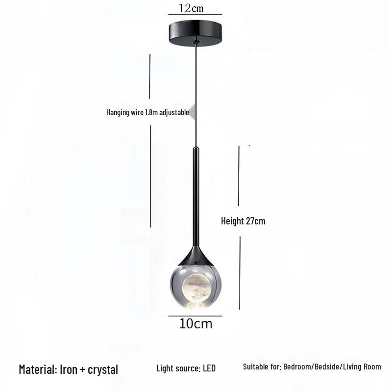 Modern Minimalist Crystal Pendant Light for Bedroom, Dining, and Living Room