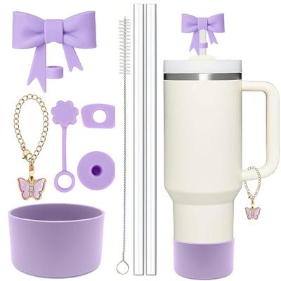 9-teiliges Zubehörset für Stanley-Becher: Auslaufsicherer Verschluss (10 mm), Strohhalm-Schutzkappe, Silikon-Anhängerkette für 40-oz-Trinkbecher