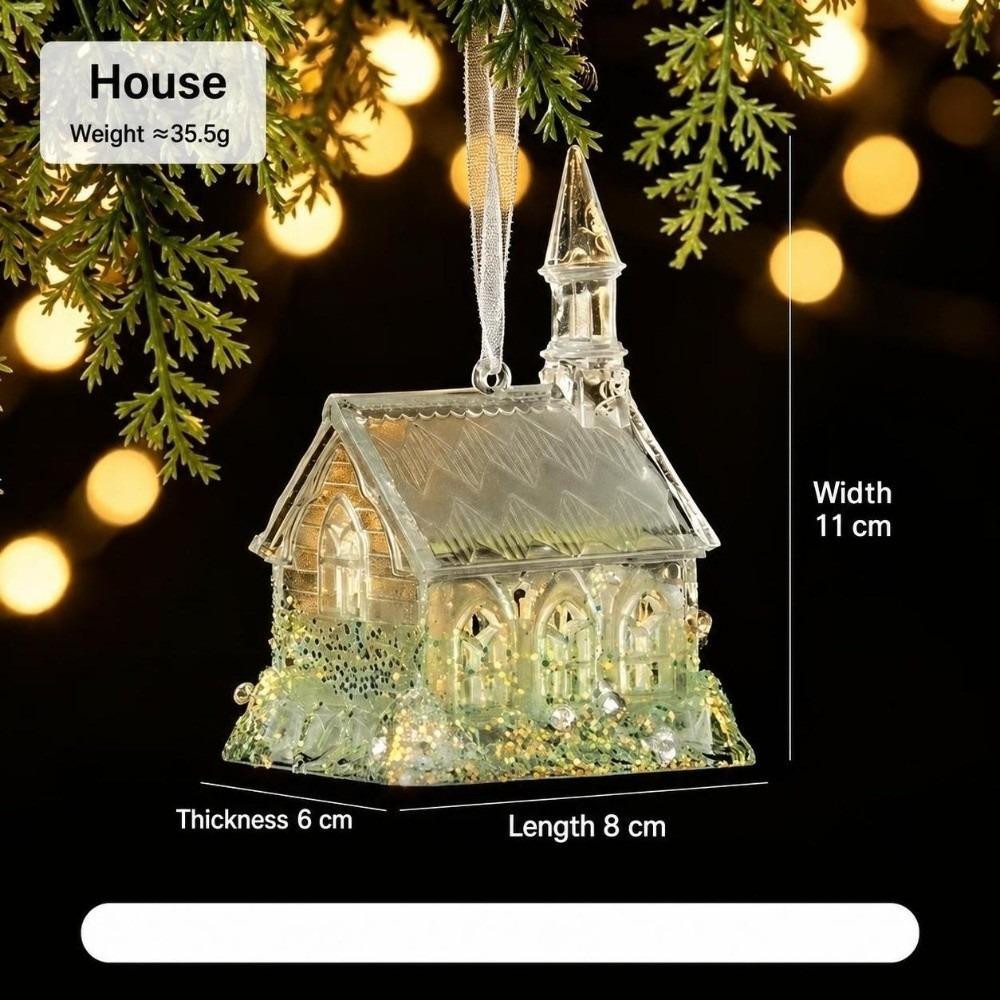 Semi-Green Christmas Snowflake Ornament Glitter Dust Finish Snowflake Shape Snowflake Hanging Ornament Transparent Hanging Style
