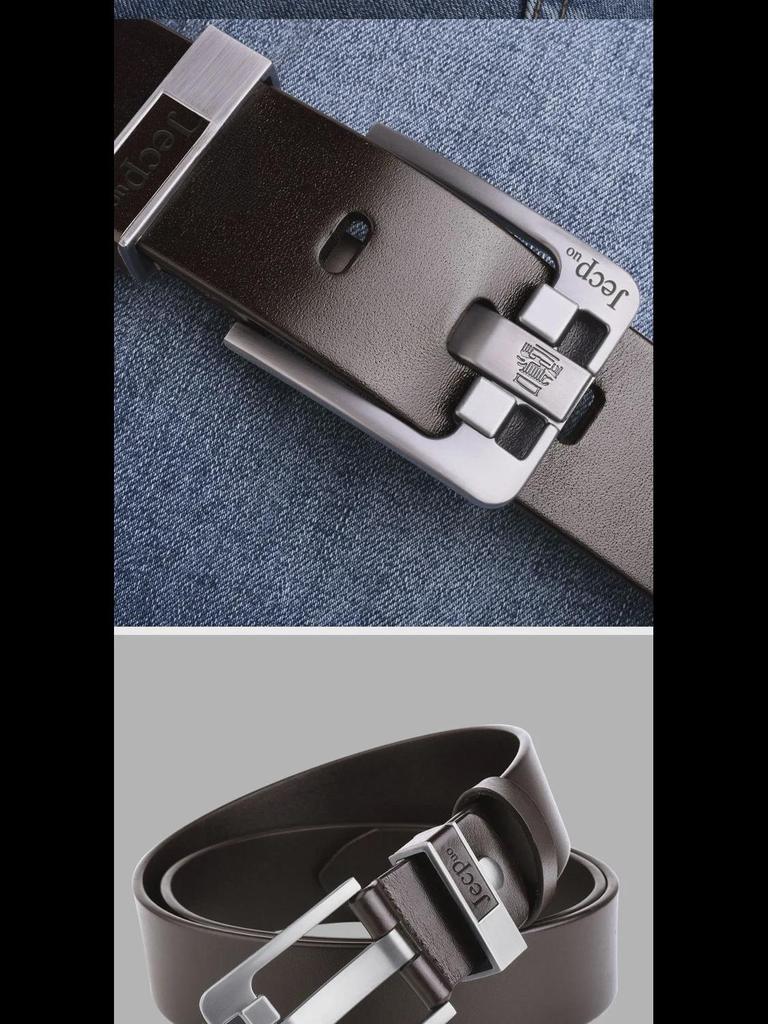 Jeepuo Men's Genuine Leather Pin Buckle Casual Belt, Korean Style