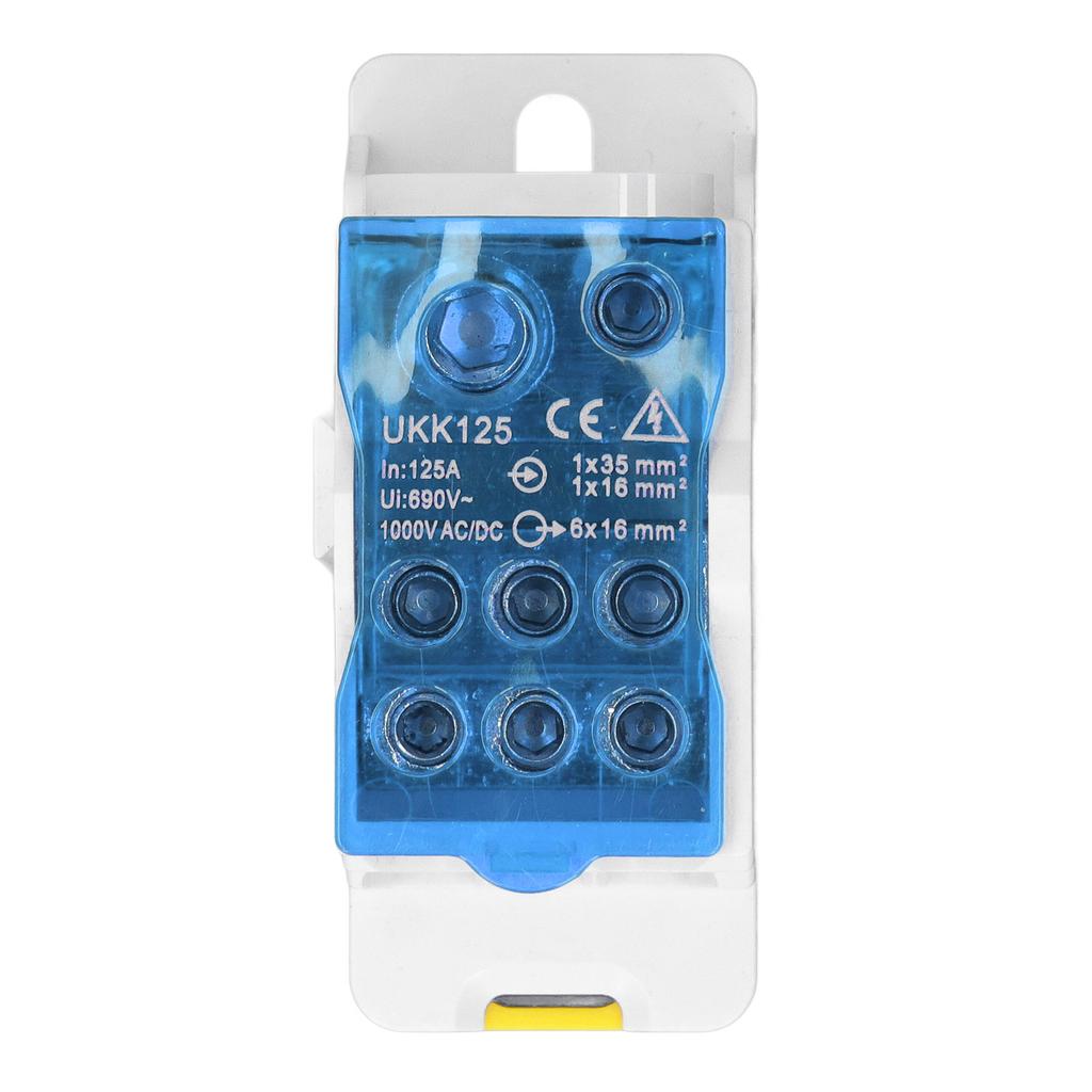 DIN Rail Distribution Box Universal Electric Terminal Block Power Wire Connector Junction Box 690V 125A Blue