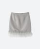 Moon Sun Ostrich Hair Mini Skirt / Silver