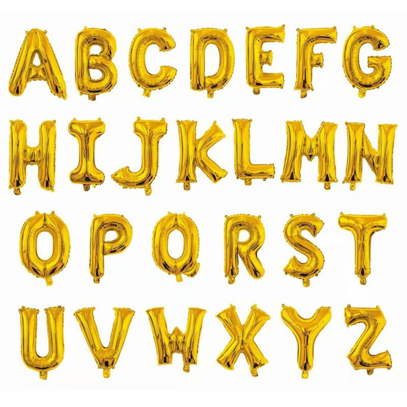16 Inch Slim Gold Letter Aluminum Foil Balloon Bright Gold Wedding Decoration Film Balloon