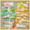 14Pcs/Set Candy Color Cartoon Bowknot Flower Hair Clips Yellow Pink Hairpin Barrettes Headwear Hair Accessories