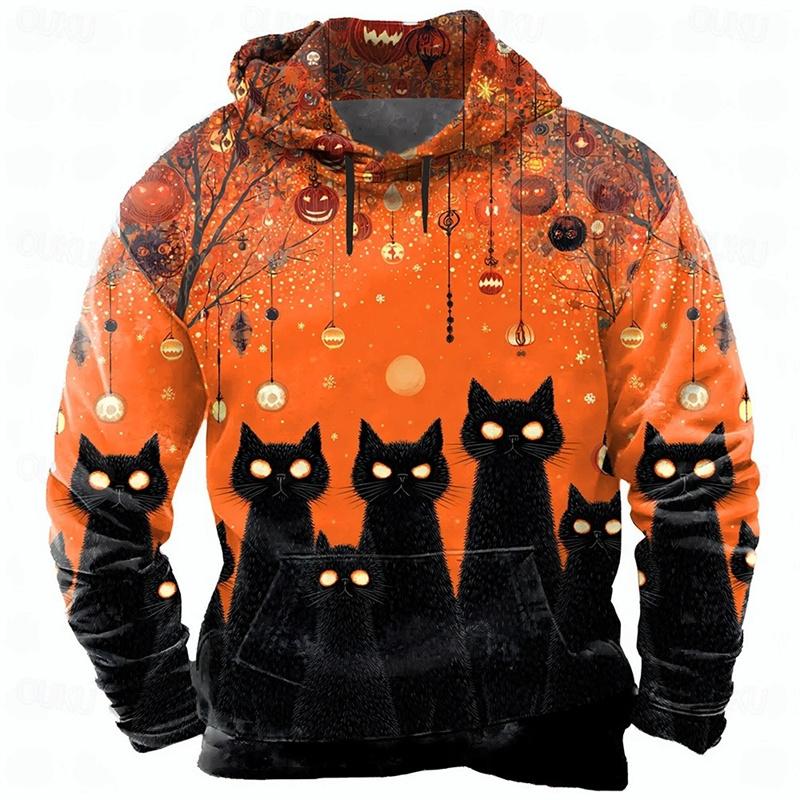 Halloween Kürbis Farbe Kapuzenpullover Für Männer Kleidung Streetwear Trend Festival Outdoor Persönlichkeit Kapuzenmantel Halloween Cosplay