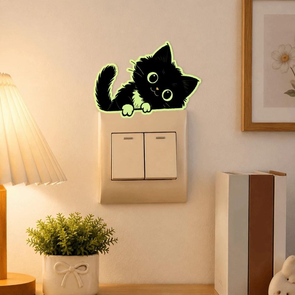 PVC Glowing Cat Stickers Self-Adhesive Cat Switch Stickers Entrance Decoration