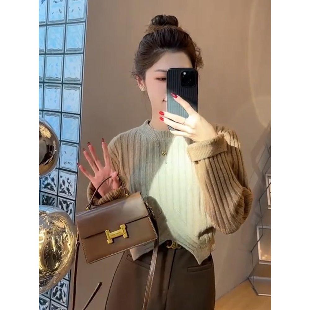 2025 Herbst/Winter Damen Luxus Strickpullover & Wollmischung Midirock Set