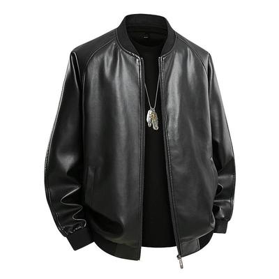 Stehkragen PU Lederjacke Herrenmantel Lederjacke Herren Motorradanzug