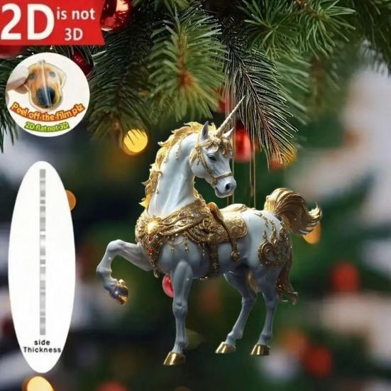 Car Rearview Mirror Charm with Pony Design Cute 2D Flat Acrylic Keychain for Bag And Keys Horse Lover Gift for Girls And Equestrian Fans