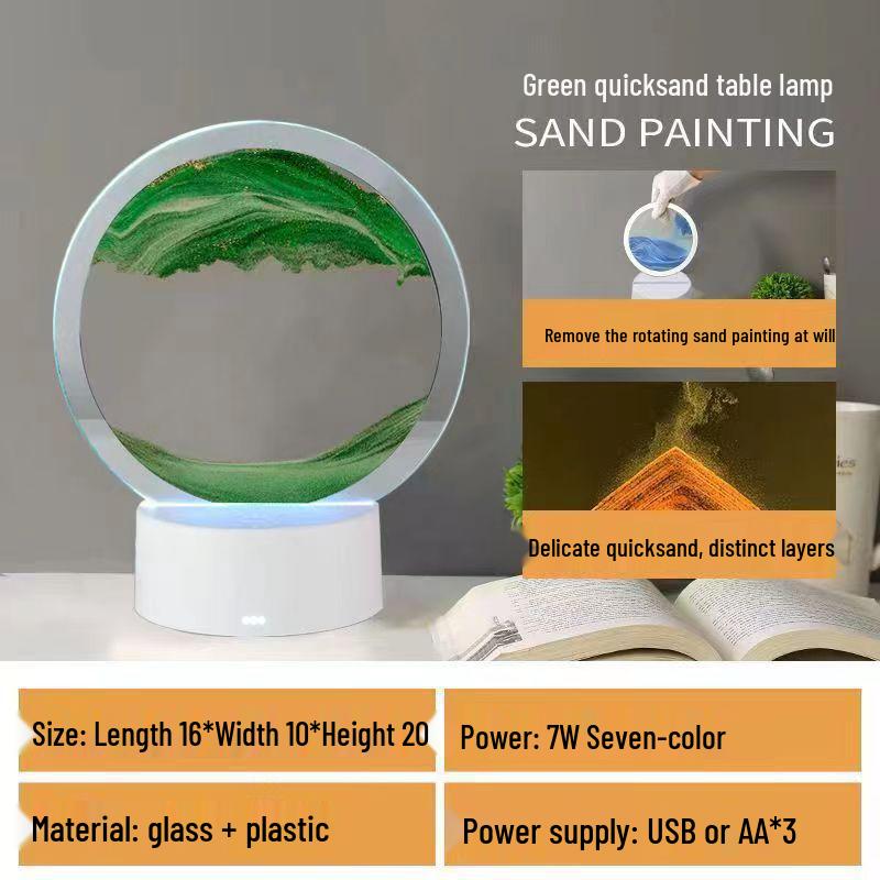 3D Flowing Sand Night Light - Artistic Desktop Decoration Lamp for Bedroom Ambiance