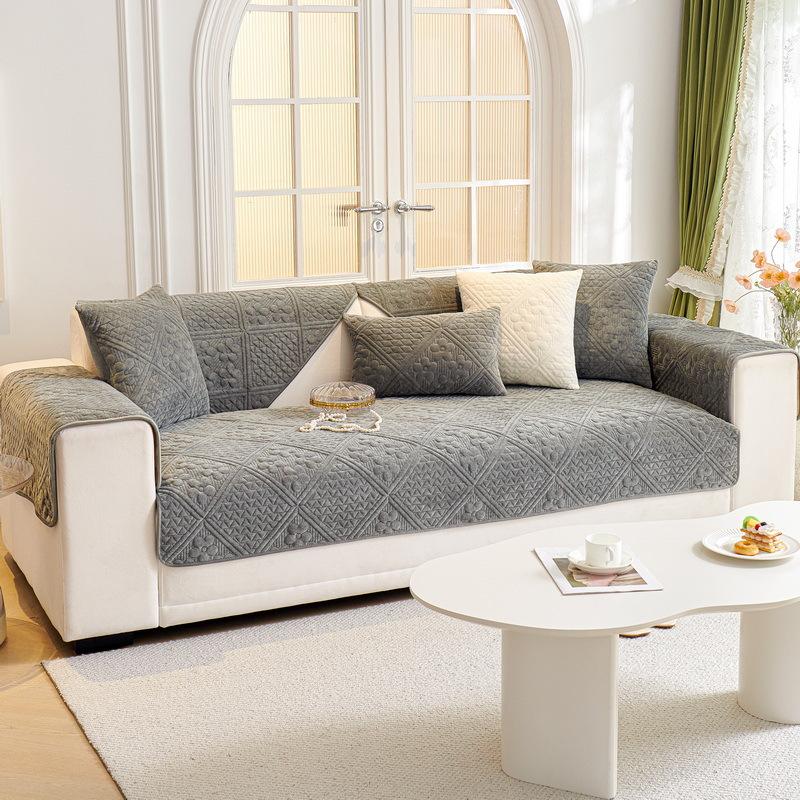 

Подушка для дивана Four Seasons, универсальный нескользящий кожаный чехол для дивана, легкий роскошный плюшевый зимний чехол для подушки, полотенце 70*70cm