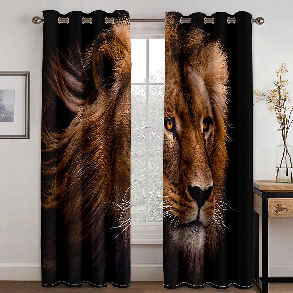 Cheap 3D Wild Animal Lion Tige Leopard 2 Pieces Free Shipping Luxury Window Curtains for Living Room Bedroom Decoration On Sale
