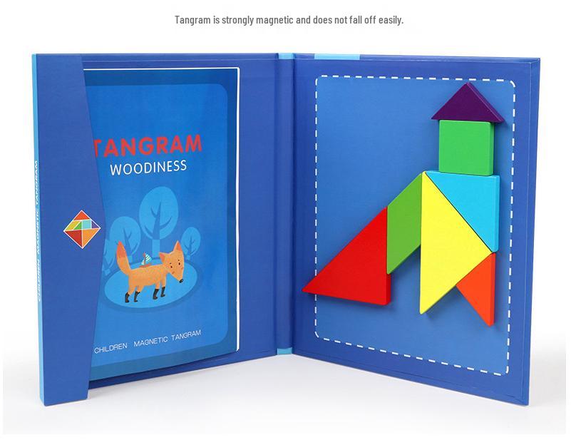 Cross-Border Wooden Magnetic Tangram Puzzle for Kids - Educational Jigsaw for First Grade Learning