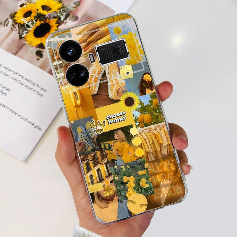 Pro Realme GT5 Pouzdro Průhledné Silikonové Měkký TPU Kryt Pro OPPO Realme GT 5 RealmeGT5 Pouzdra Květinové Mramorové Želé Nárazník Coques