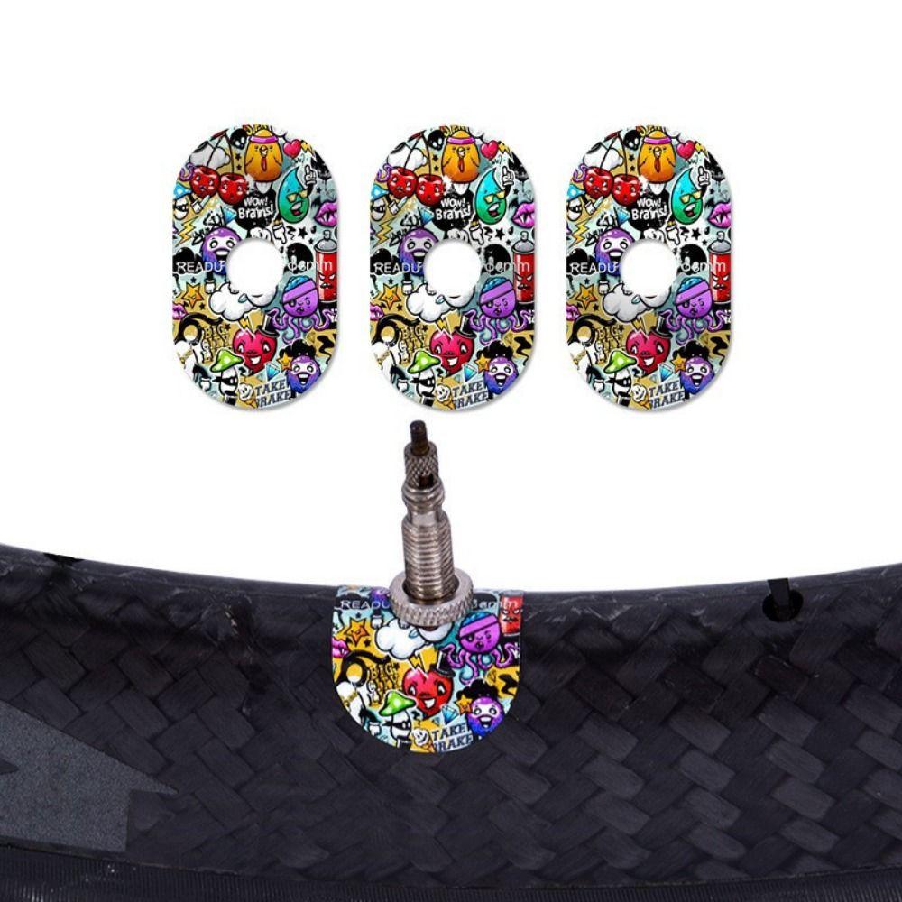 3PCS/Set PVC Bicycle Valve Sticker Bike Valve Pad Stickers Multicolor Bicycle Decorative Decals Waterproof Not Fading Universal