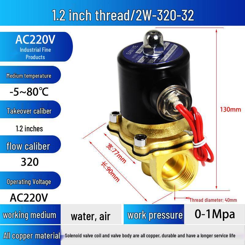 

Електричний соленоїдний клапан: 12В/24В/220В Нормально Закритий, Сумісний з 4-6 Точками та 1-дюймовою Мідною Водопровідною Трубою