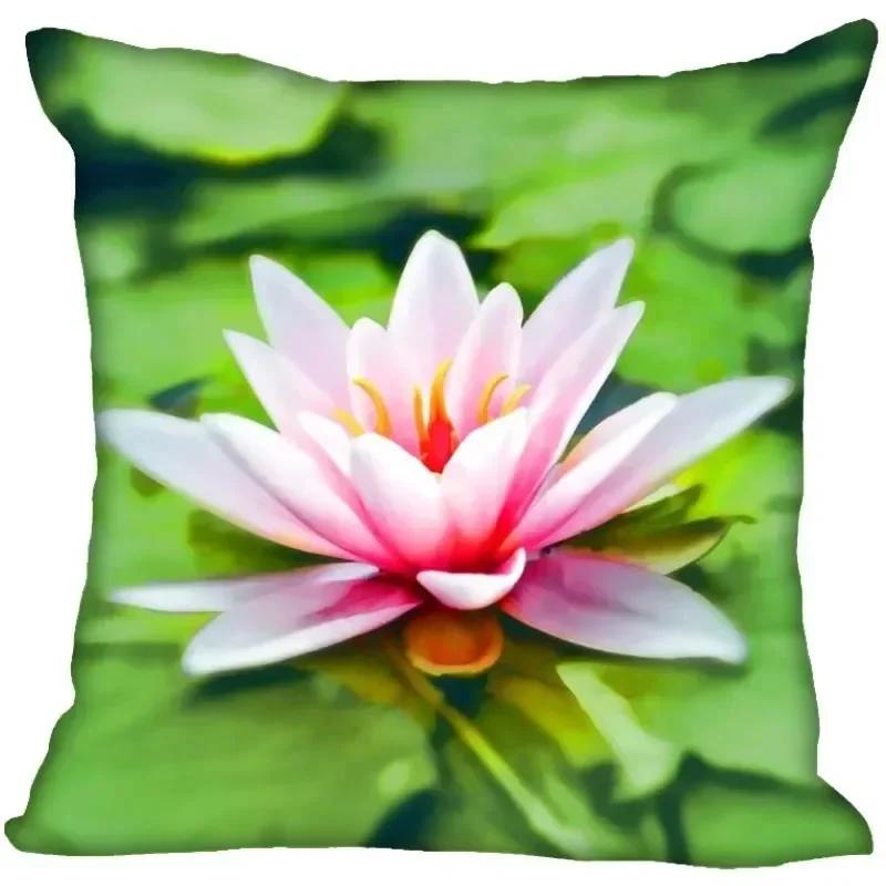 Luxury Home Decor Pillowcase Lotus Painting Art Pillowcase Living Room Sofa Cushion Cover