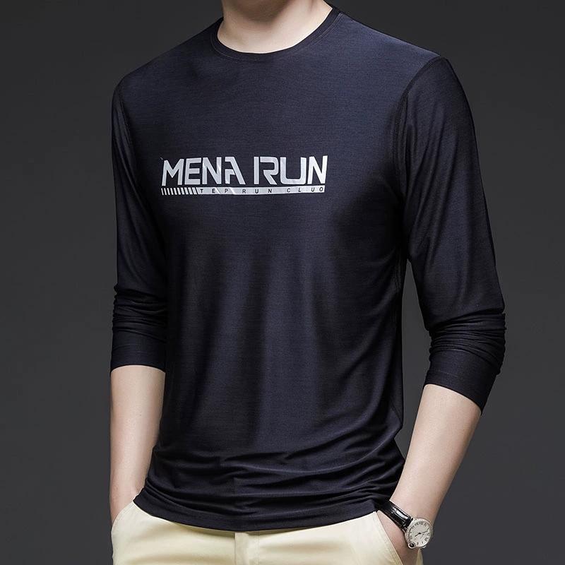 Fashion Gradient Graphic Men's T Shirts Autumn Man Clothes Crew Neck Long Sleeve T-Shirts Tops Men's T-Shirt Outdoor Pullover