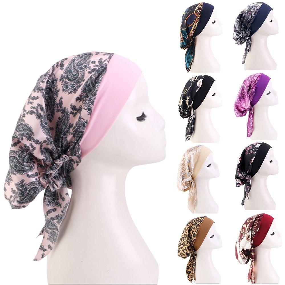 Fashion Printed Pre-Tie Headscarf Elastic Headwear Head Wrap Hair Loss Cover Stretch Bandana