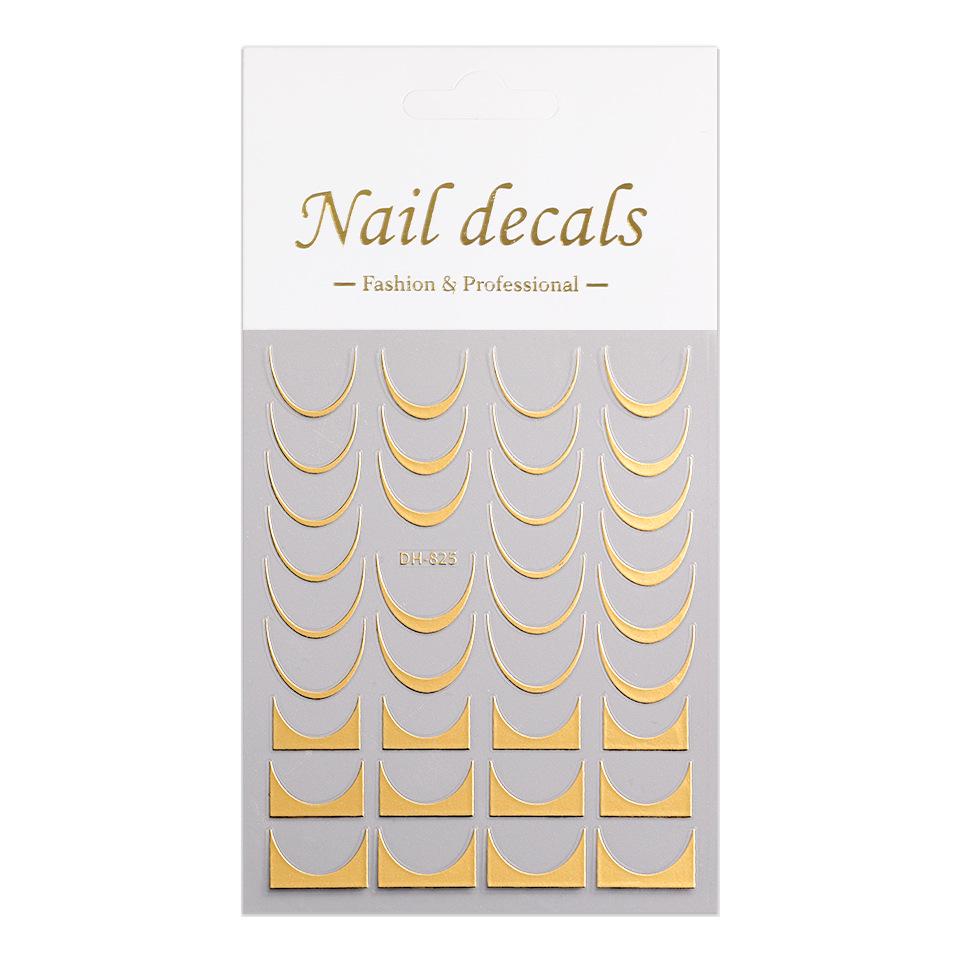 Self-Adhesive Gold & Silver Foil French Nail Stickers In Trendy DH Style