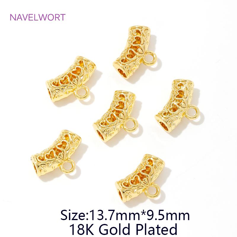 5/10/15Pcs Pendant Bail 18K Gold Plated Brass Curved Tube Spacer Bead Connector Findings,Bails For Pendants,SupplIes For Jewelry