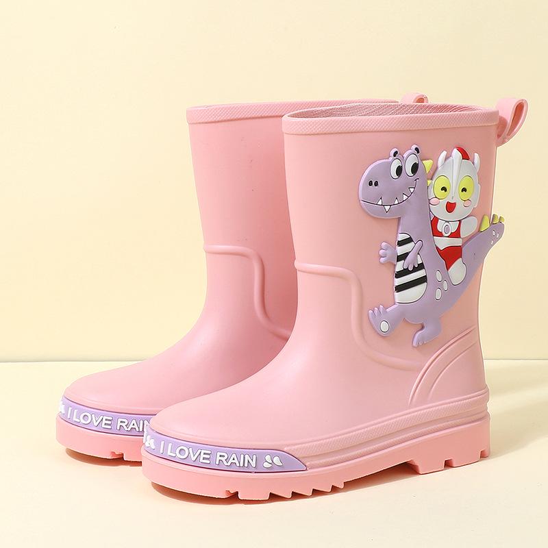 Children's Cartoon Mid-Calf Waterproof Rain Boots - Non-Slip, Thick, and Cute for Boys and Girls