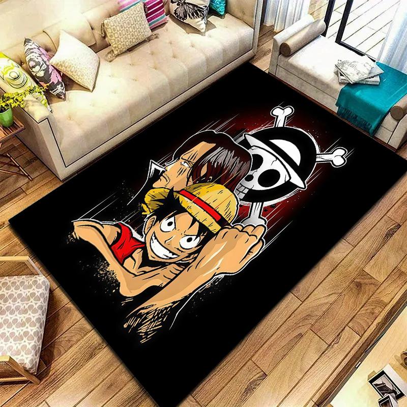 Alfombra de Monkey D Luffy para Sala de Estar, Dormitorio, Decoración de Sofá del Hogar, Alfombrilla Antideslizante para Jugar Niños