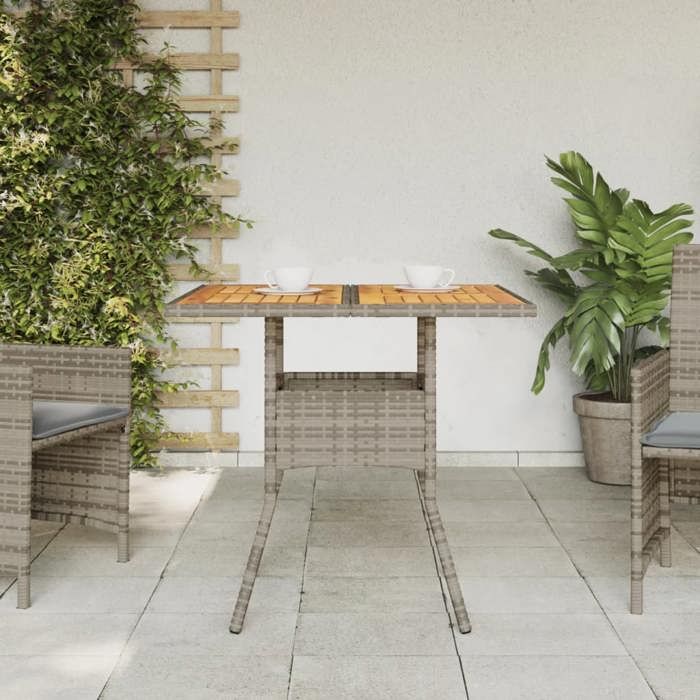VidaXL Table de Jardin et Dessus en Bois d'Acacia, Table à Manger, Table de Repas, Meuble de Patio Terrasse Extérieur, Gris 365520