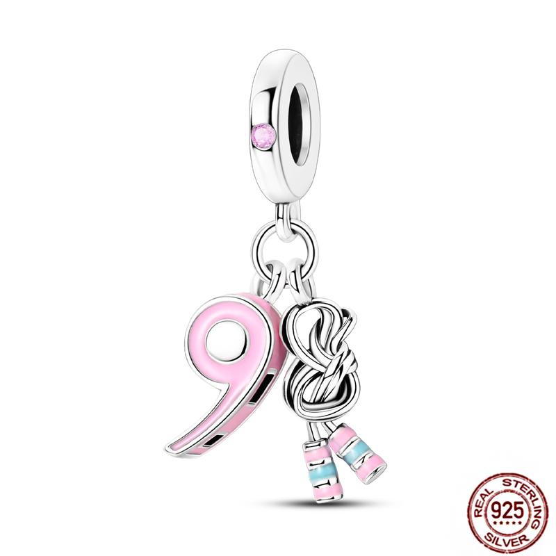 Pink Purple Series Charms Copper Murano Glass Butterfly Animal Paw Print Clasp Charm Beads Fit Original Bracelet Diy Jewelry