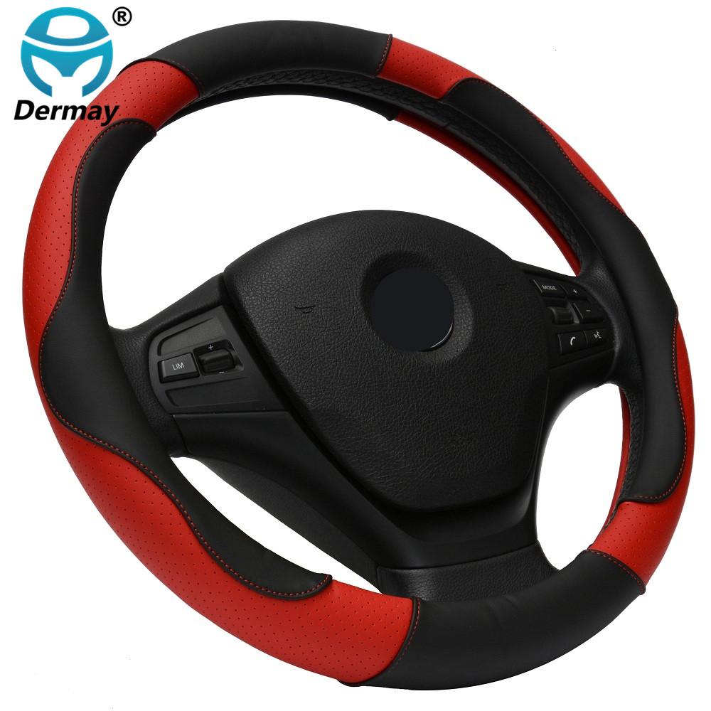 DERMAY PU-Leder Auto-Lenkradbezug Größe M für LADA 14-15" Lenkrad Kostenloser Versand