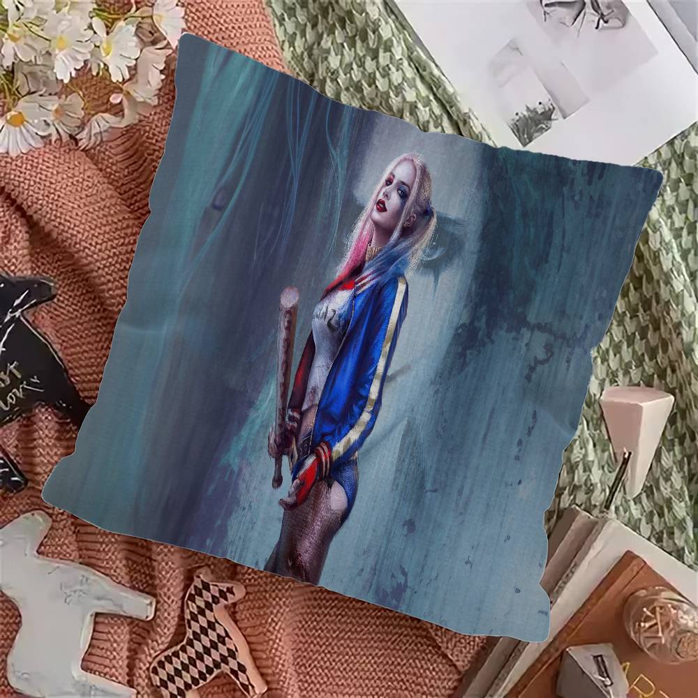 H-Harley Q-Quinn Anime Office Cushion Pillowcase Car Cushion Cover45X45CM Lumbar Pillowcase Sofa Pillowcover