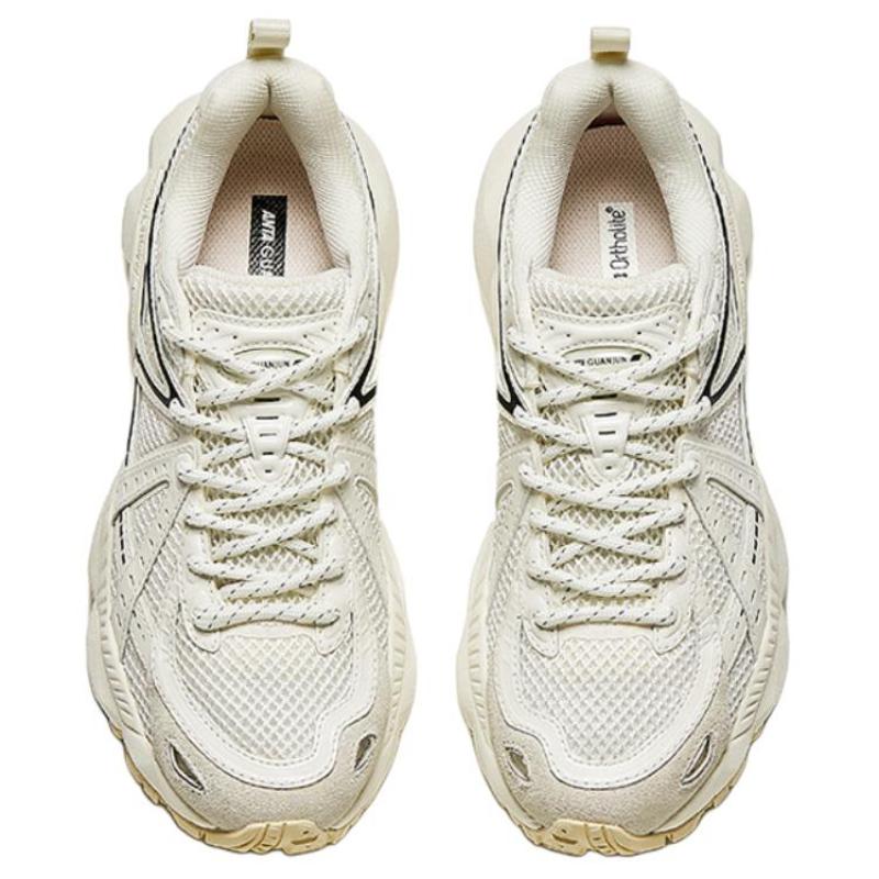 Anta Champion Series Cushioned Slip-Resistant Low-Top Casual Shoes Women's White Black Sneakers 122438808A-4