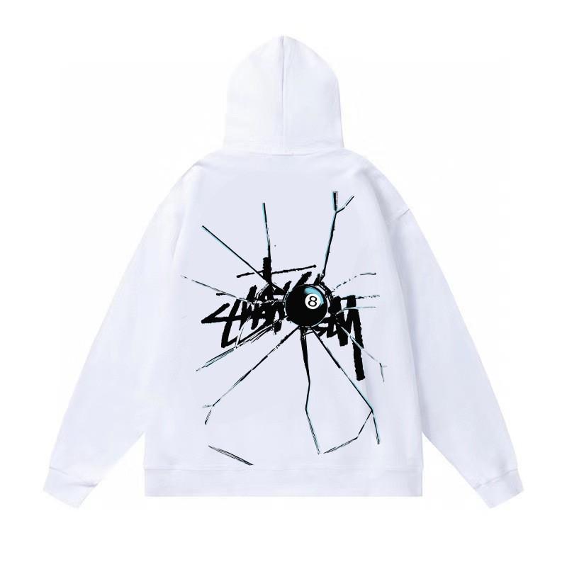 Classic Print Hooded Sweatshirt Teens Unisex Loose Fit Cotton Pullover Streetwear