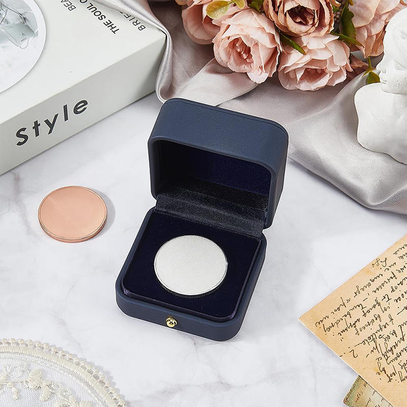 45mm Groove Commemorative Coin Storage Box Coin Presentation Display Box Holder Square Imitation Leather Coin Storage Boxes