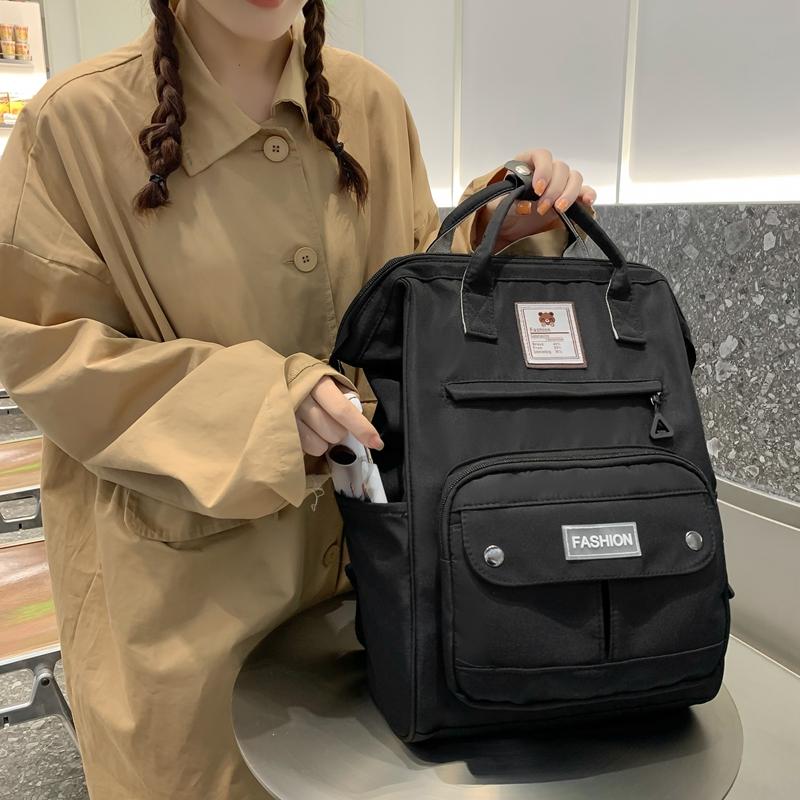 Mochila de estudiante para mujer, mochila de gran capacidad, bolsa de viaje de color sólido para niñas