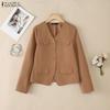 ZANZEA Women Casual V-Neck Long Sleeve Cardigan Blouse