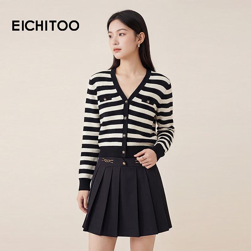 EICHITOO Women s Classic Striped V-Neck Knit Top M