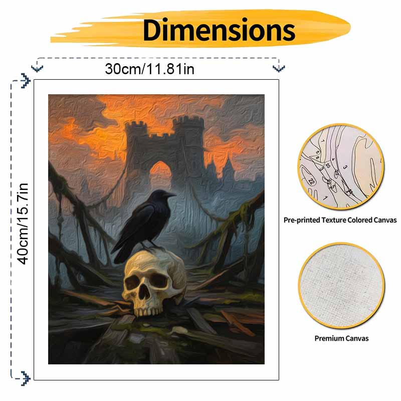Halloween Digital Oil Painting Raven And Mysterious Castle Theme Coloring Painting Hand Painting Home Decoration