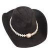Popular European and American Elegant Fashion Pearl Decorative Cowboy Hat Suede Classic Western Cowboy Hat