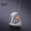 Three-dimensional Carved Rose Necklace Valentine Day 3D Heart Pendant Adjustable