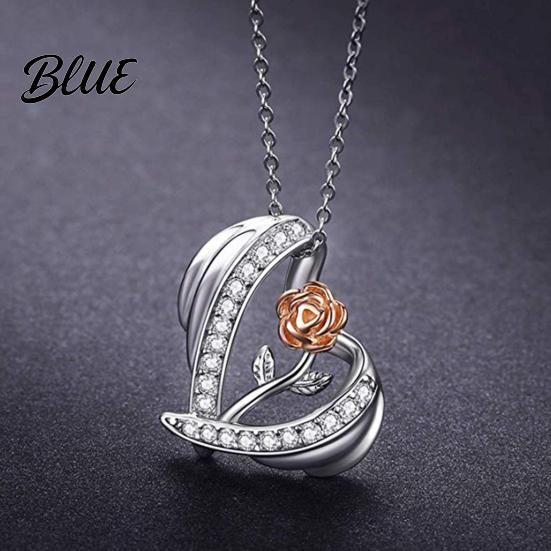 Three-dimensional Carved Rose Necklace Valentine Day 3D Heart Pendant Adjustable