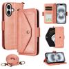 For iPhone 16 Leather Case Magnetic Closure Wallet Stand Phone Cover with Crossbody Strap