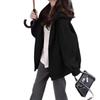 Big Laugh Oversized Long for and Winter Size Women's Hoodie, Silhouette, Length, Fleece-Lined, Spring, Autumn, (Black, 2XL)