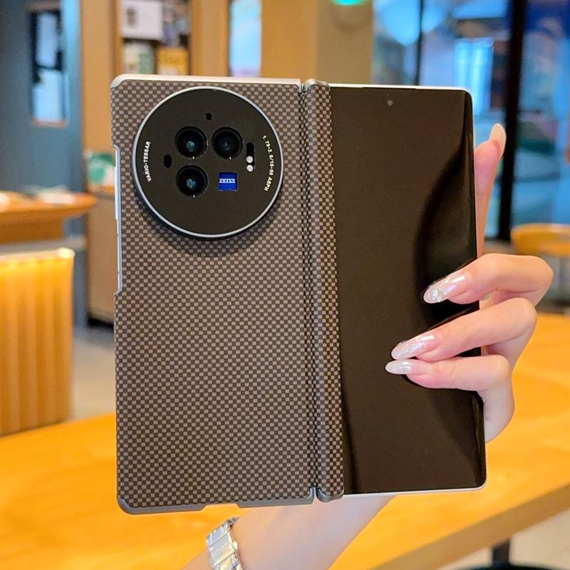 Business Carbon Fiber Texture Leather Hinge Protect Case for VIVO X Fold 6 5 3 3Pro Skin Feel Magnetic Framless Shockproof Cover